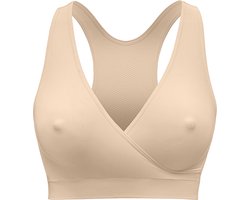 Medela Keep Cool Sleep bh - Naadloze slaapbh - Zwangerschapsbh - Voedingsbh met 2 ademende zones - Soft Touchmateriaal - Chai - XL