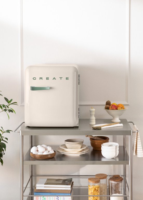 CREATE - Koelkast in retrostijl - Gebroken wit - Handvat Sage - FRIDGE RETRO 48L van create — afbeelding 4