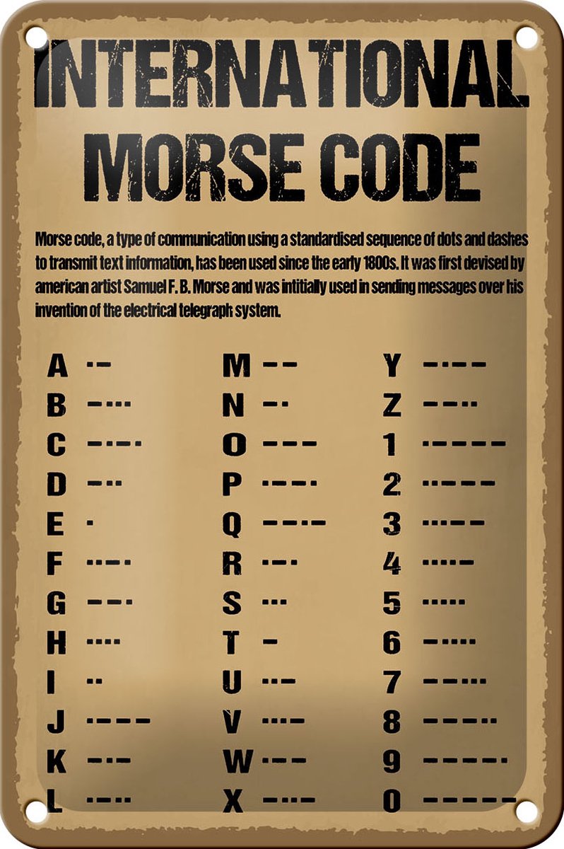 Blechschild Spruch 12x18cm international Morse code