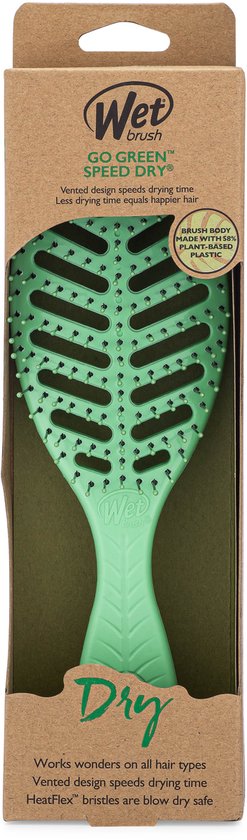 WetBrush Go Green Speed Dry – Green - Sneldrogende Groene Haarborstel – Met Duurzame, Ecovriendelijke Materialen – Vermindert Haarbreuk & Frizz – Geschikt Voor Nat & Droog Haar – Ultra Zachte IntelliFlex® Haren – Voor Elk Haartype – Vegan & Duurzaam