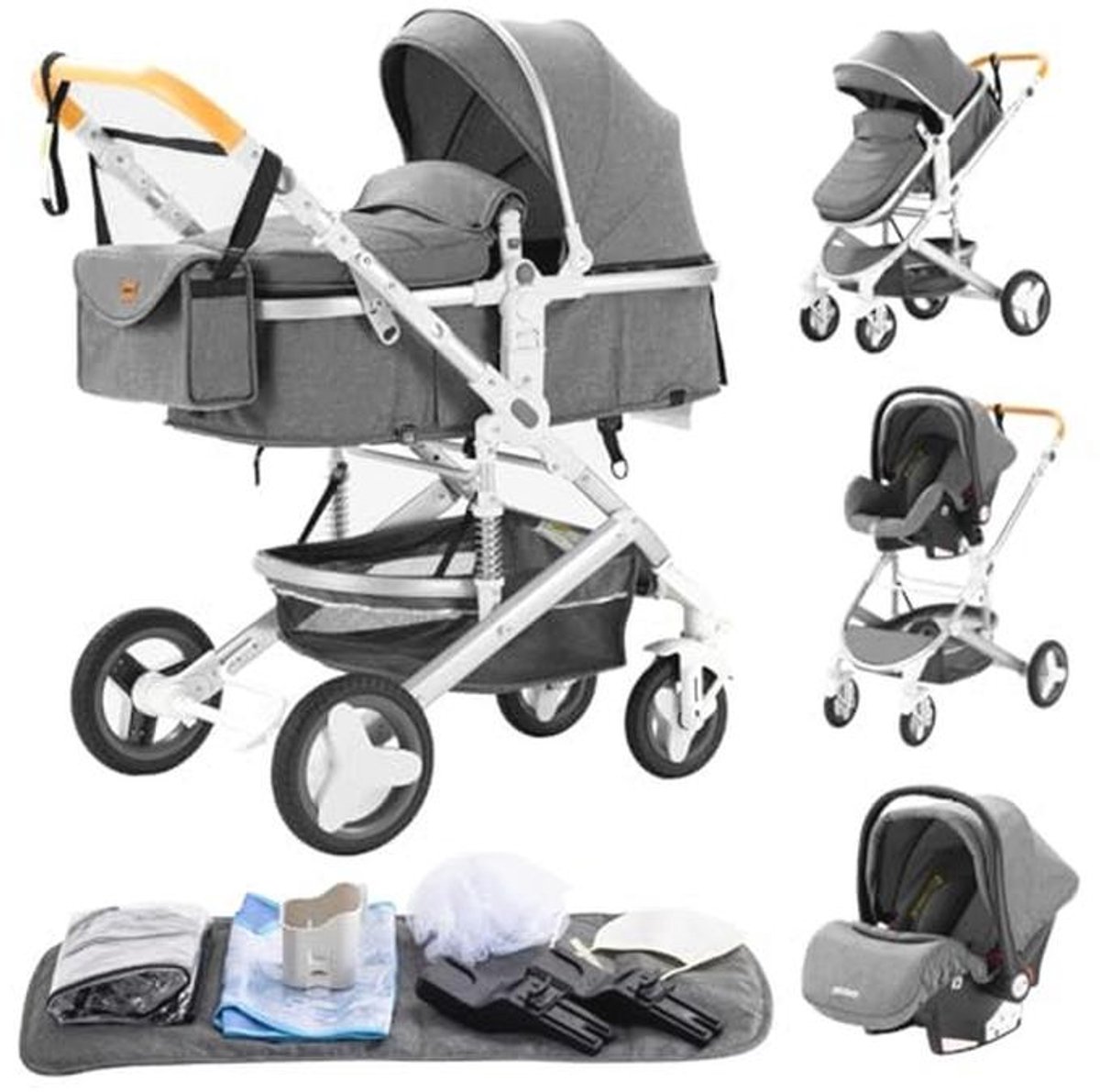 3-in-1 Baby Kinderwagen - Hoogland Combinatie Pram Tricycle Stroller