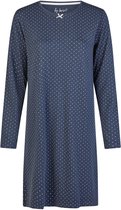 By Louise Dames Nachthemd Interlock Lange Mouw Donkerblauw Gestipt - Maat XL