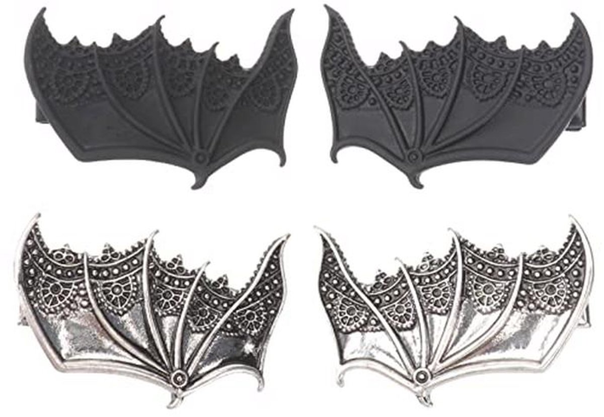 Vleermuis haarspeld voor Halloween – Gothic haaraccessoire voor volwassenen – 2 stuks