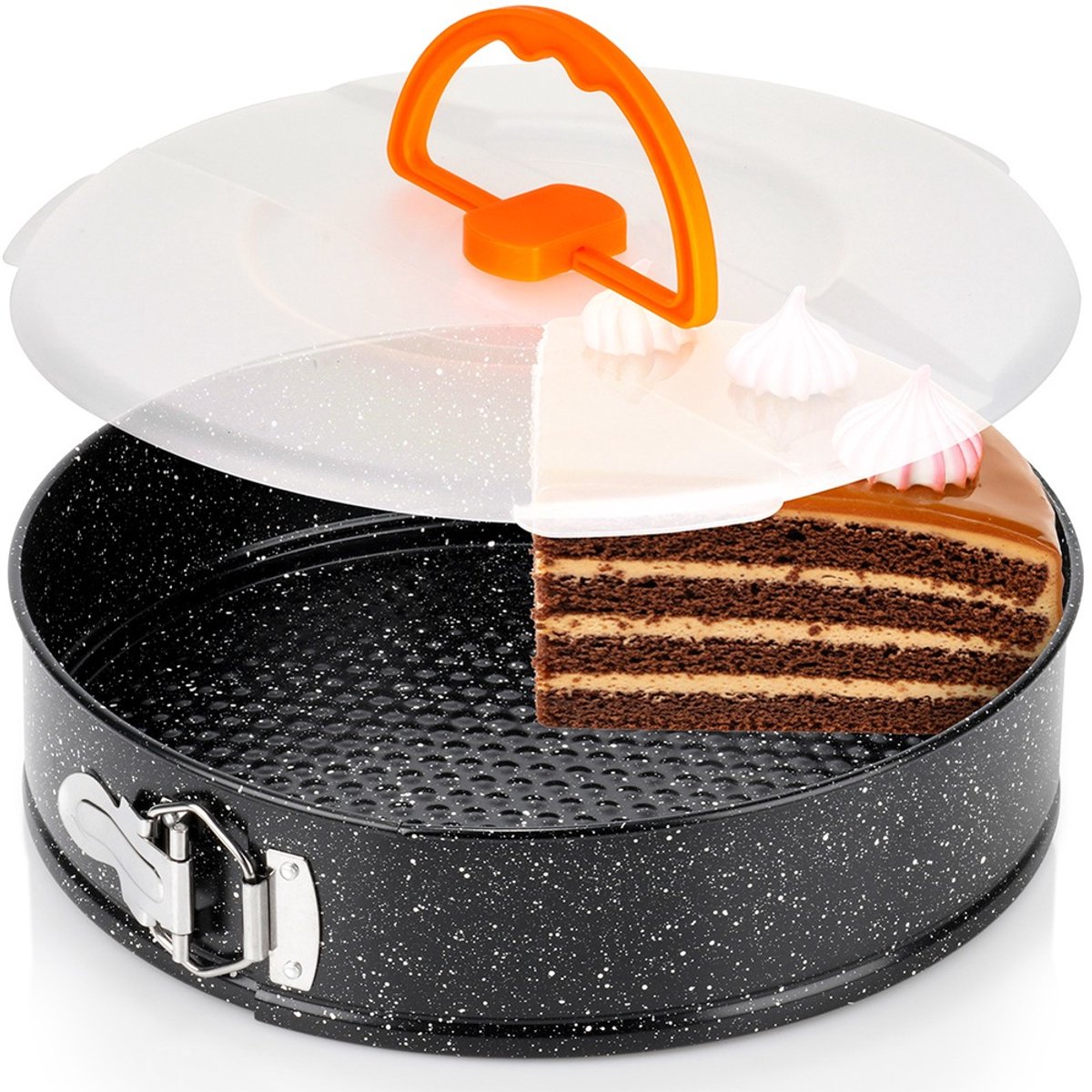 Springvorm Graniet met Deksel 28 cm - Taartvorm - Bakvorm - Cakevorm