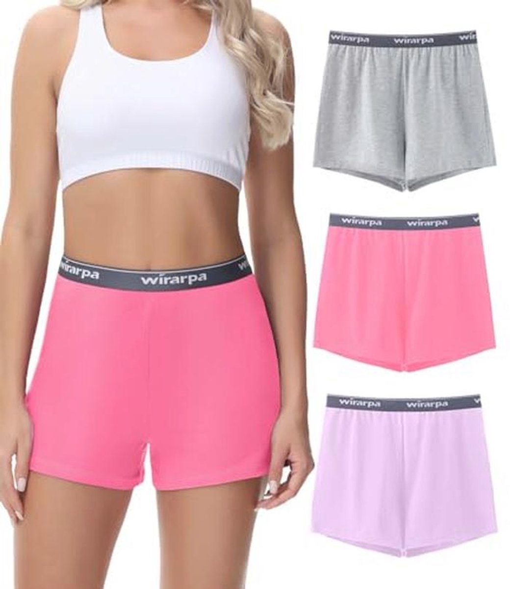 Dames Katoenen Korte Boxer Shorts - 3-Pack Zomer Pyjama Shorts