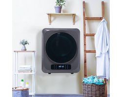 Re-purelife® Compacte Wasdroger met UV-Desinfectie - 6 Programma's - 3-4 kg Capaciteit - Geschikt voor Opbouw of Opstelling - Stille Werking & Helder LED-Display - Grijs