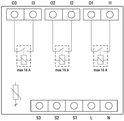 Schema van de Shelly Pro 3 met ingangen O3, I3, O2, I2, O1, I1 en uitgangen S3, S2, S1, L, N.