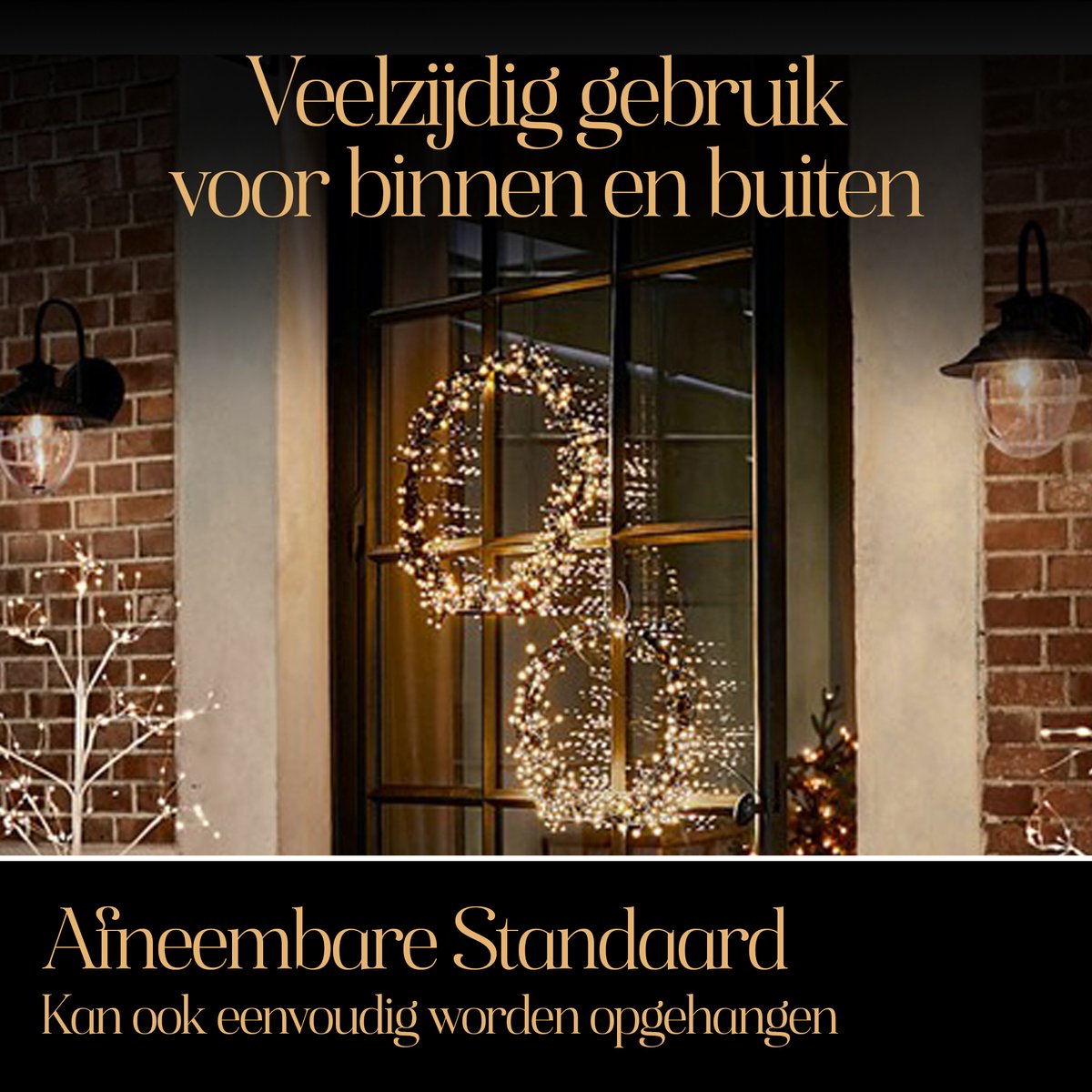 Meisterhome® 2 delige set LED Kerstkrans met standaard – Ø30 & Ø45 cm – 280 & 440 LEDS - IP44 - Warm wit - Kerstverlichting voor binnen en buiten - Timer & dimmer - Verlichting - Kerstversiering – Kerstdecoratie - Verlichte kerstkrans – foto 5