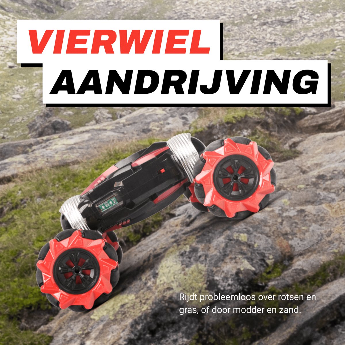 Chéroy RC Stunt Car - Rood - Radiografisch Bestuurbare Stunt Auto - RC Auto - Hyper 4WD Twist - Offroad - Speelgoed voor Binnen en Buiten — afbeelding 4