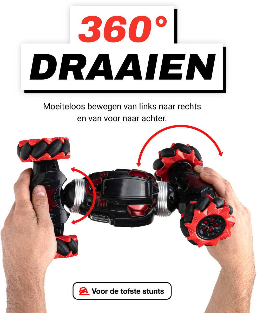 Chéroy RC Stunt Car - Rood - Radiografisch Bestuurbare Stunt Auto - RC Auto - Hyper 4WD Twist - Offroad - Speelgoed voor Binnen en Buiten — afbeelding 5