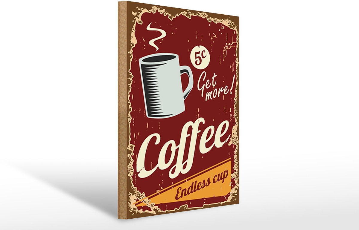 Holzschild Retro 30x40cm Kaffee Coffee endless cup