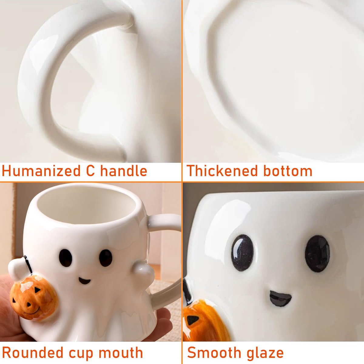 Ghost Keramische Koffie Mok - 20oz / 600ml Spooky Pompoen Ontwerp, Schattige Ghostly Mok voor Herfst Decor & Vakantie Koffie Liefhebbers — cadeau in Wonen & Interieur - foto 3