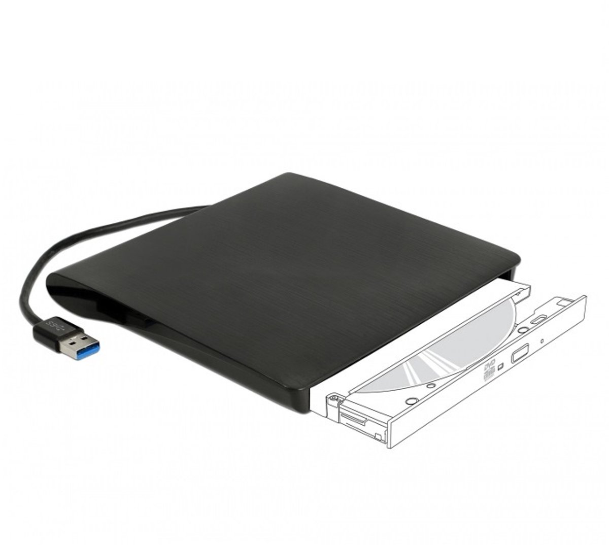 DeLOCK behuizing voor 5,25'' Ultra Slim SATA drives (9,5mm) - USB3.0 (USB-A) / zwart