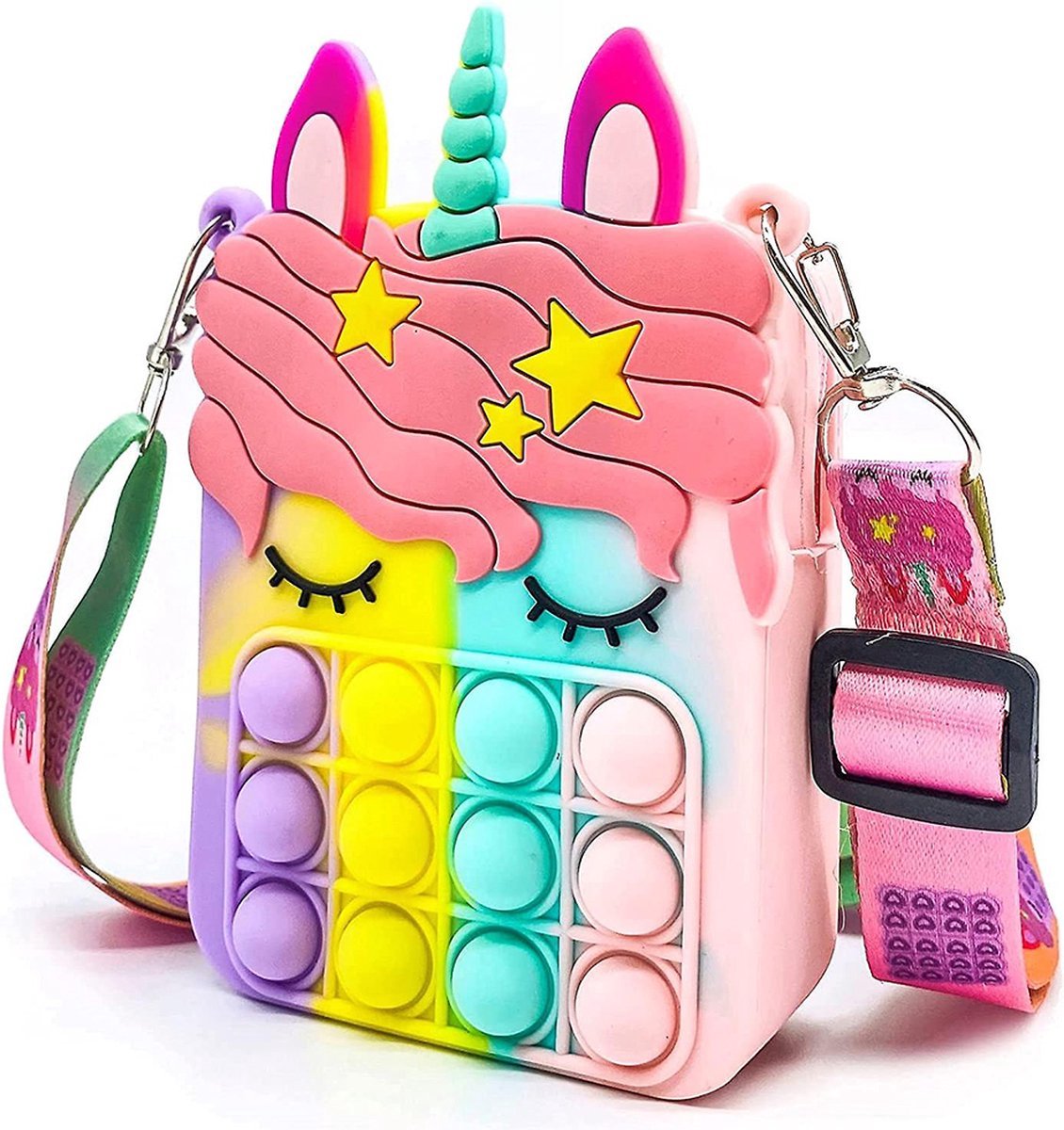 Pop It Unicorn Tasje – Rechthoekig - Fidget Tas met Bubbels - Speel- & Opbergtasje voor Kinderen