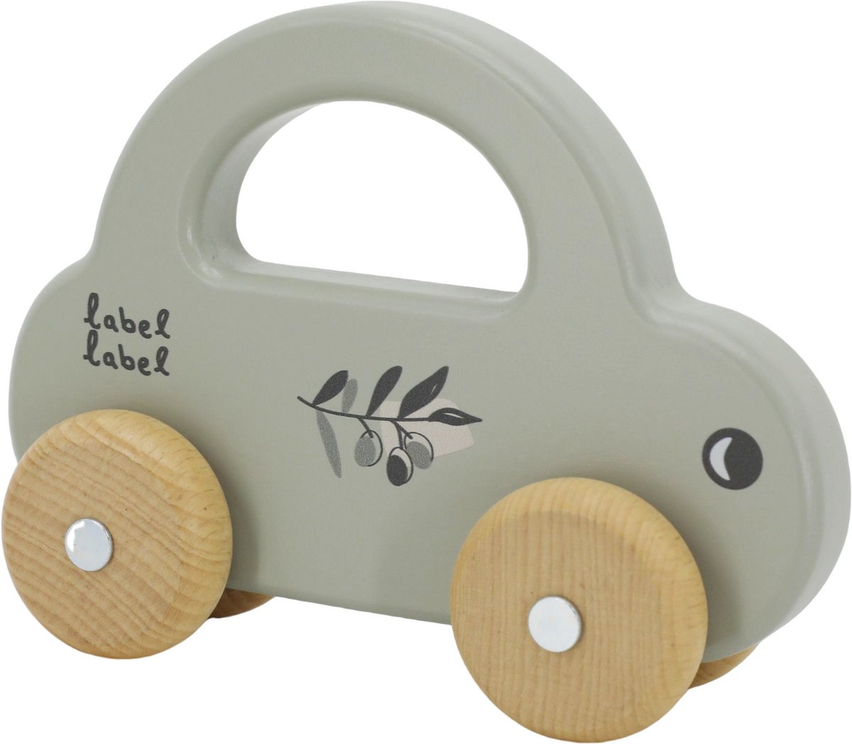 Label Label - Houten Speelgoed Auto - Olijfgroen - van FSC-gecertificeerd beukenhout - geschikt vanaf 18 maanden.