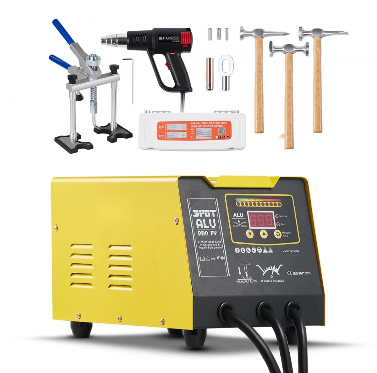 Deukverwijderaar/Deuktrekker - Deukreparatieset met Heteluchtpistool - Vermogen 300 W - Automatische/Handmatige Lasmodus - Puntlasser/Spotter - Voor Aluminium Carrosserie