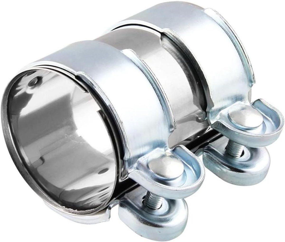 EGoods - Universele RVS Uitlaatklem Diameter 51mm/L 95mm - Dubbele Klem - Reparatieklem Verbinding