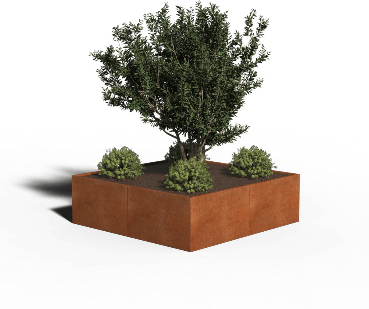 Cortenstaal Plantenbak Vierkant | 200 x 200 x 80 | Zonder bodem