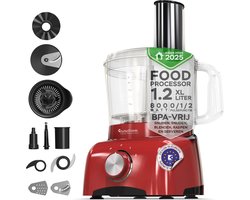 TurboTronic TT-FP800 Food Processor - 800W - 1.2 L - Rood