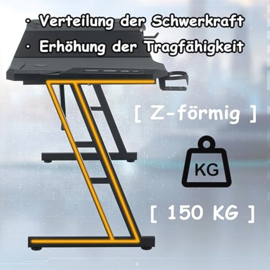 Hoogte Verstelbare Gamingtafel met LED en Ergonomisch Ontwerp - 120 x 60 cm van Merkloos — afbeelding 5