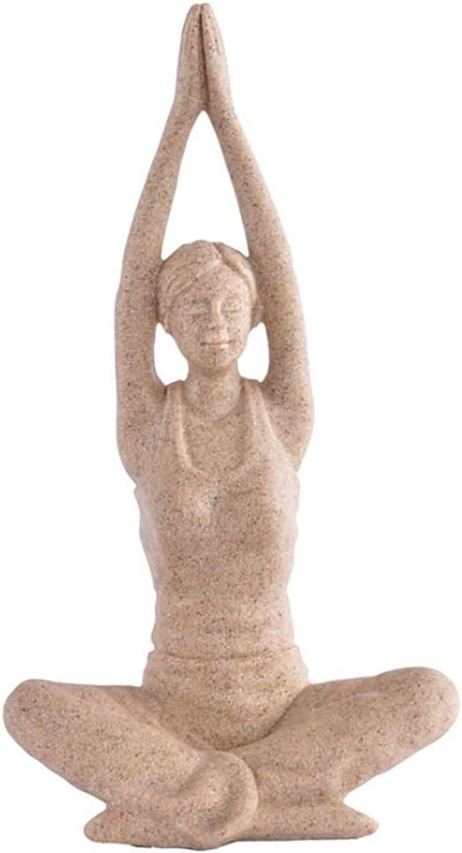 EGoods - Creatieve Hars Zijwaarts Gebed Yoga Meisje Beeldjes Collectible voor Woonkamer Decoratie