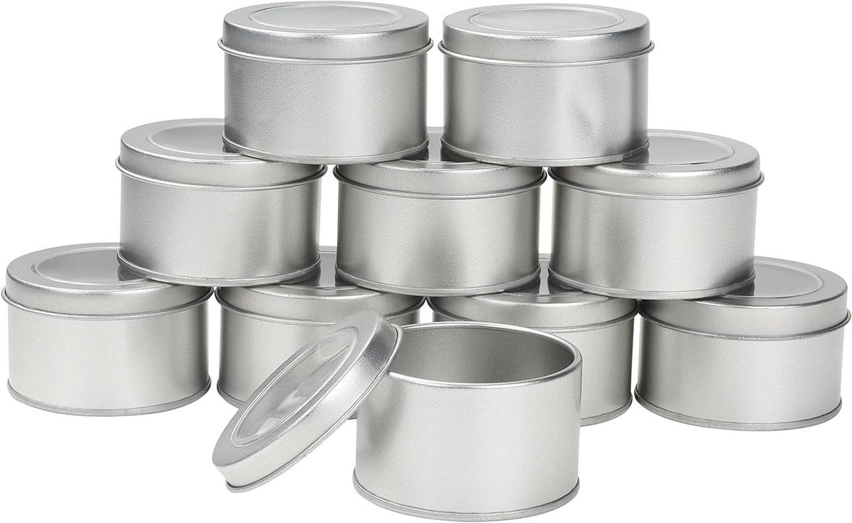 EGoods - 10-Pack Rond Aluminium Opslag Bakjes met Deksel - 6,5 x 4 cm - Metalen Container Potten voor DIY Hobby Kruiden - Opslagbakjes Reizen Leeg