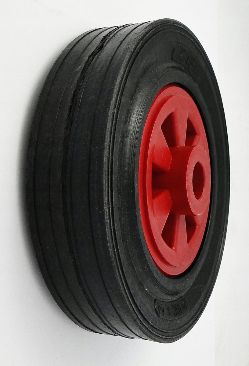 Gummiband Wiel met 180mm Kunststof Velg en Schuiflager