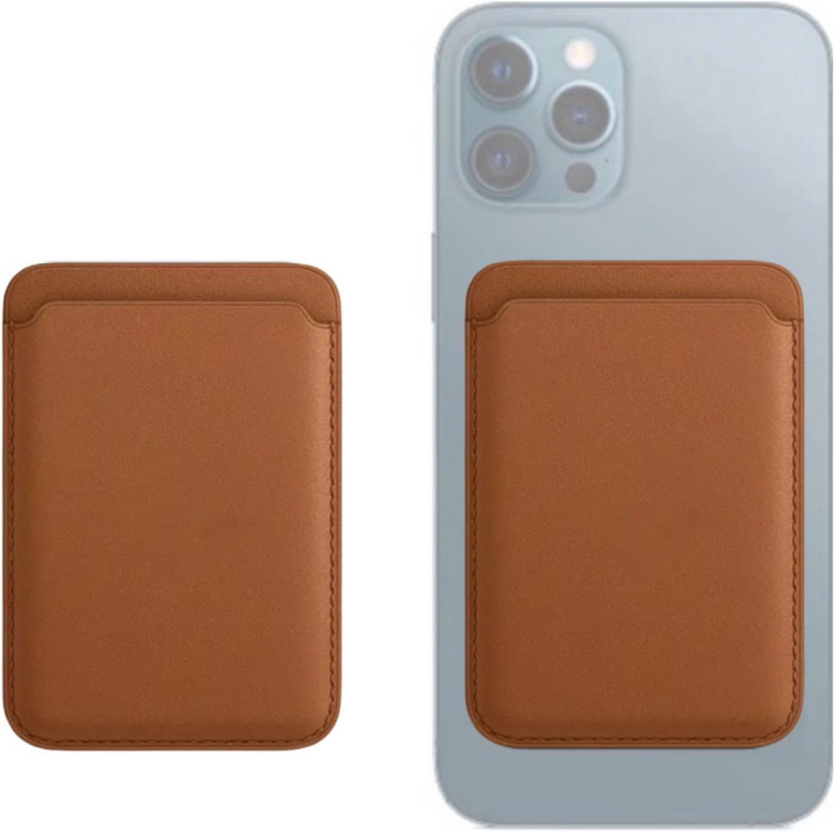 Pradeo - Magsafe Pasjeshouder - Magnetische Kaarthouder Geschikt Voor Apple iPhone - Magsafe Portemonnee Voor Telefoon - Magnetische Wallet - Card Holder Phone - Geschikt Voor iPhone 12/13/14/15/16/17 - Bruin