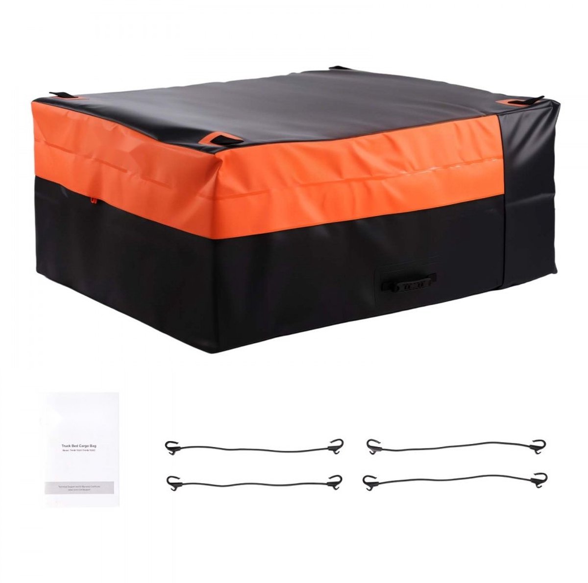 Bagagetas voor Pick-up - Vrachtwagenbaktas - Waterdicht 840D PVC - Capaciteit 736 L (0,736 m³) - Met Bevestigingshaken - Voor Laadbak - Zwart/Oranje