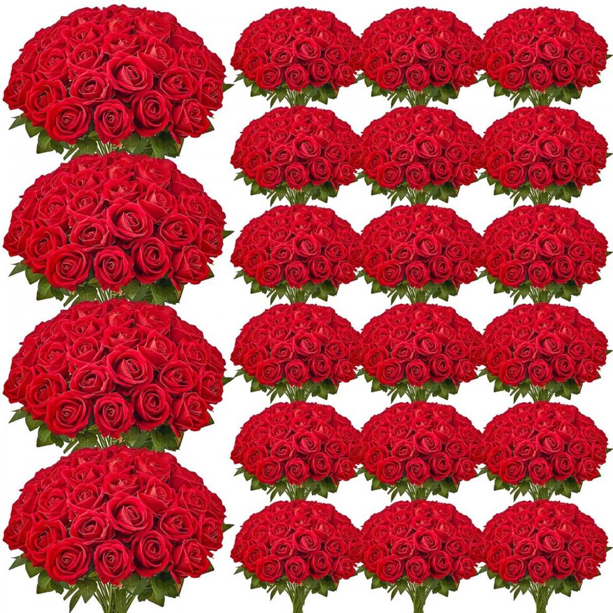 Kunstrozen - 500 Stuks - Foam Neprozen Met Draadstelen - Voor DIY Bruidsboeket & Huisdecoratie - Rood