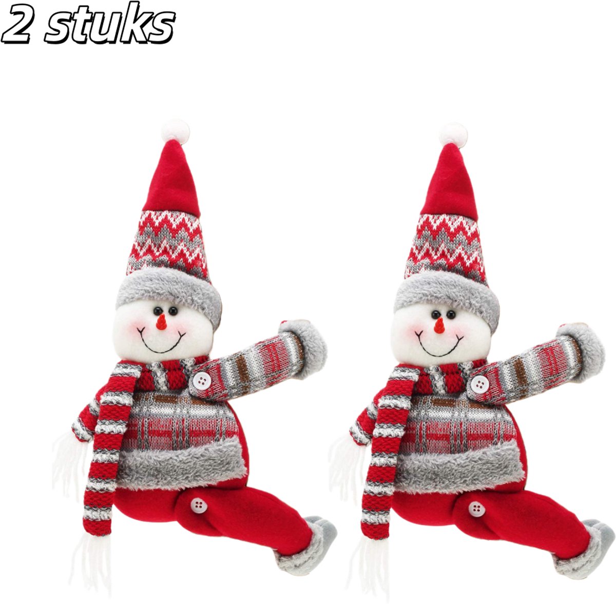 2 stuks - Kerstversieringen - gordijnbanden - Kerstcartoon gordijnbanden - geschikt voor woonkamer en slaapkamer interieur - sneeuwpop gordijnbanden - rood en wit