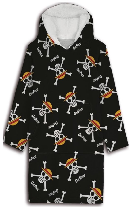 One Piece Hoodie Fleece Deken, Skull - Volwassen - One Size - Polyester