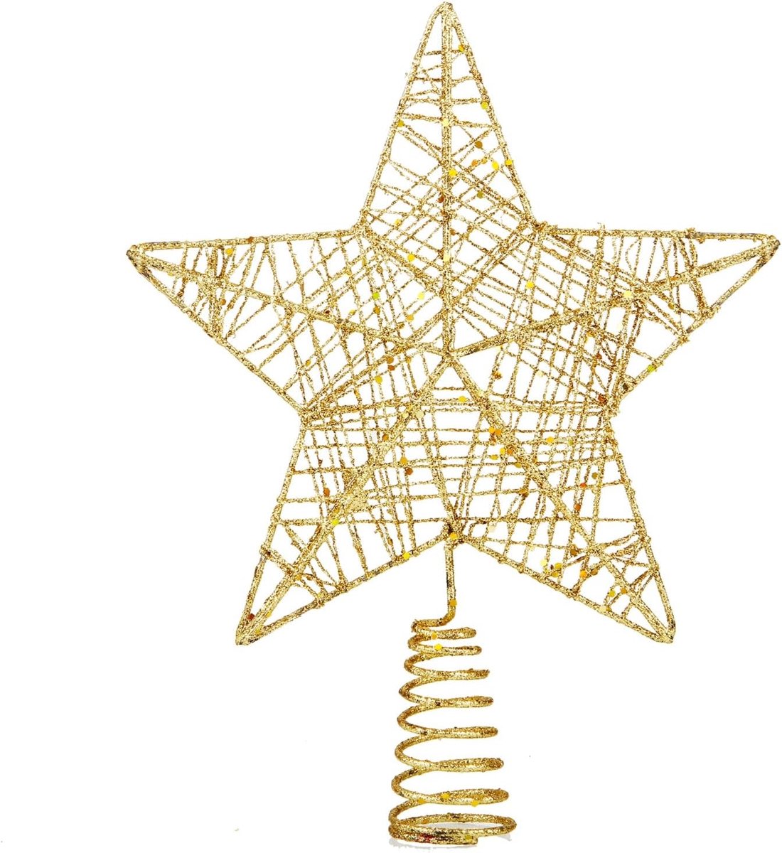 Gouden kerstboomtopper met sterrenontwerp voor kerstboom, 13 bij 18 cm.