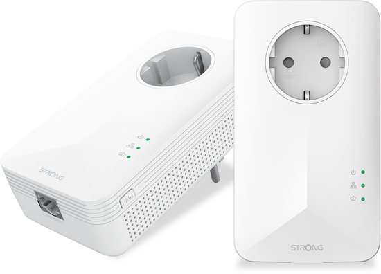 STRONG - Powerline 1000 Kit - 1000 Mbps - Elke Box/Router Compatibel - 1 Ethernetpoort + Gefilterde Uitgang - Snelle Installatie - Overal Breedband Internet Toegang - Wit - 4 jaar garantie