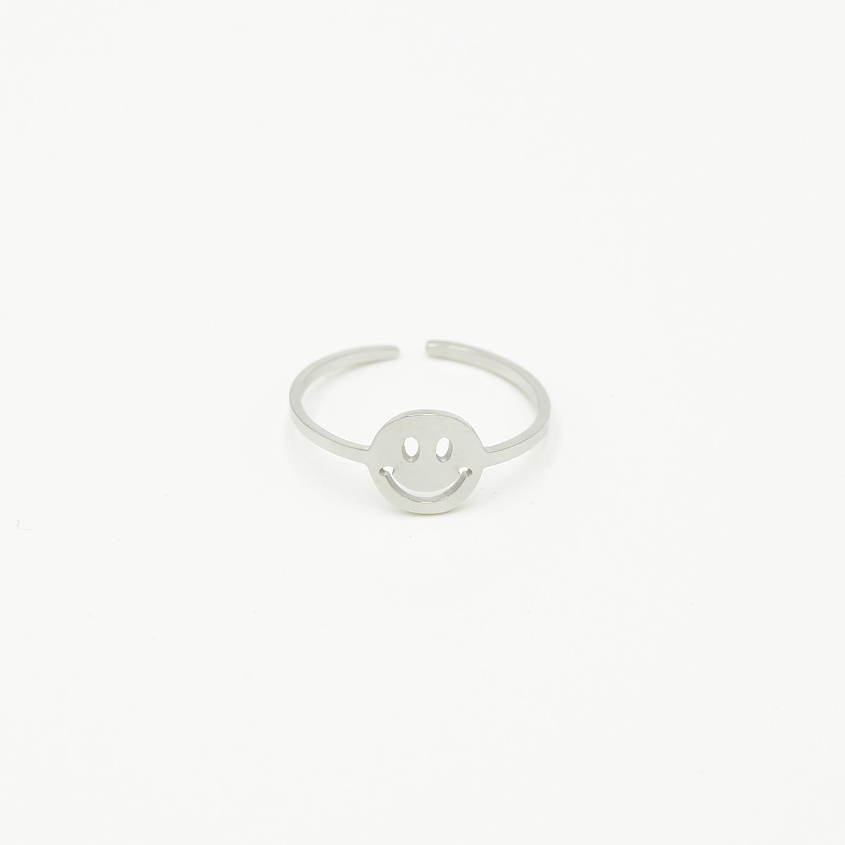 Ring Smiley - Stainless Steel - Zilverkleurig - Universele maat - Verstelbaar - Verkleurt niet