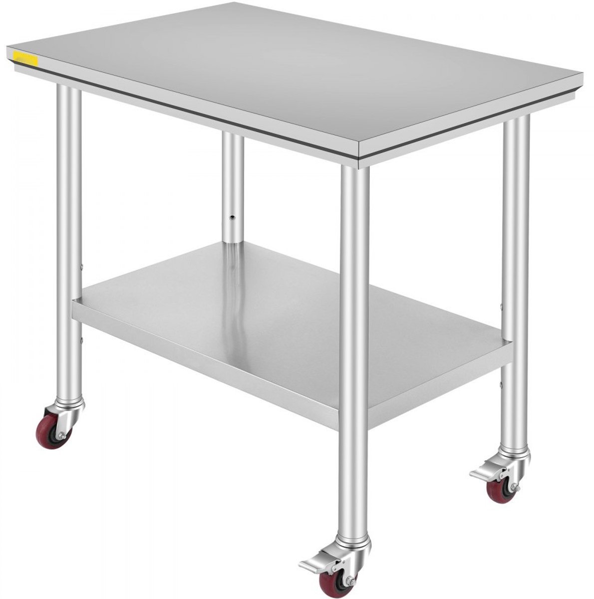 RVS Keuken Werktafel - Voedselbereidingstafel - Afmeting 91 x 60 x 85 cm - Draagvermogen 160 kg - Met wielen - Horeca