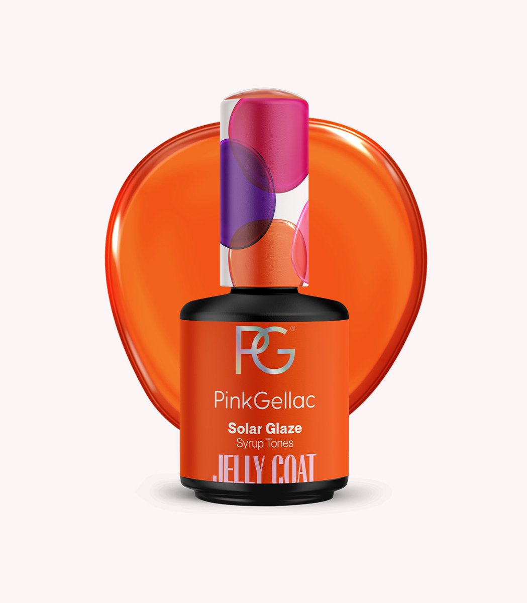 Pink Gellac Jelly Coat Gellak - Solar Glaze 15ml - Oranje Glitter Gel Nagellak - Modern Masquerade Collectie - Gel Nagels Producten