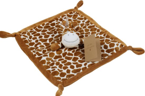 Petit Villain Krel knuffeldoek - giraffe - lekker zacht - kraam cadeau - in crème en bruin — afbeelding 2