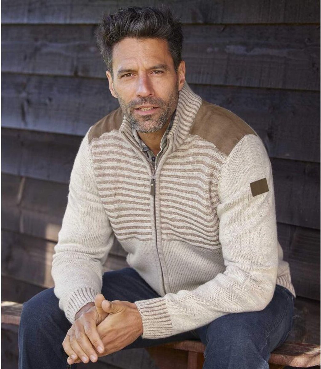 ATLAS FOR MEN - Authentiek gebreid vest met rits - Heren - Verkrijgbaar in grote maten - 4XL