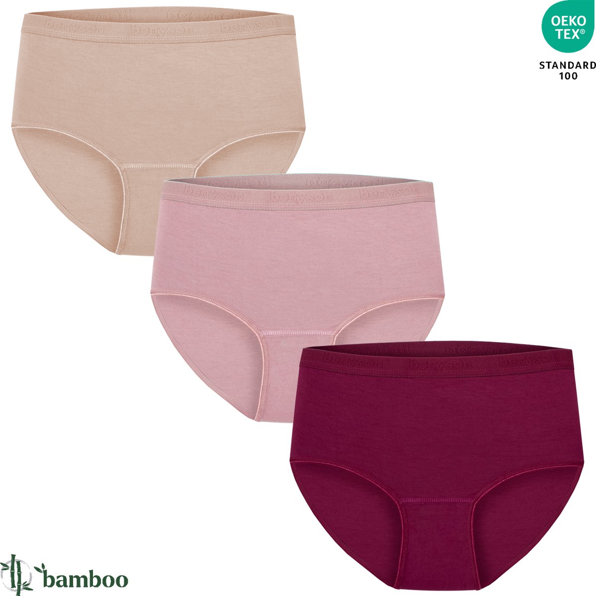 3-pack Dames Bamboe Slips Middelhoge Taille - Elastieken Band - Superzacht - Jeukvrij 7201-Mix maat XXL