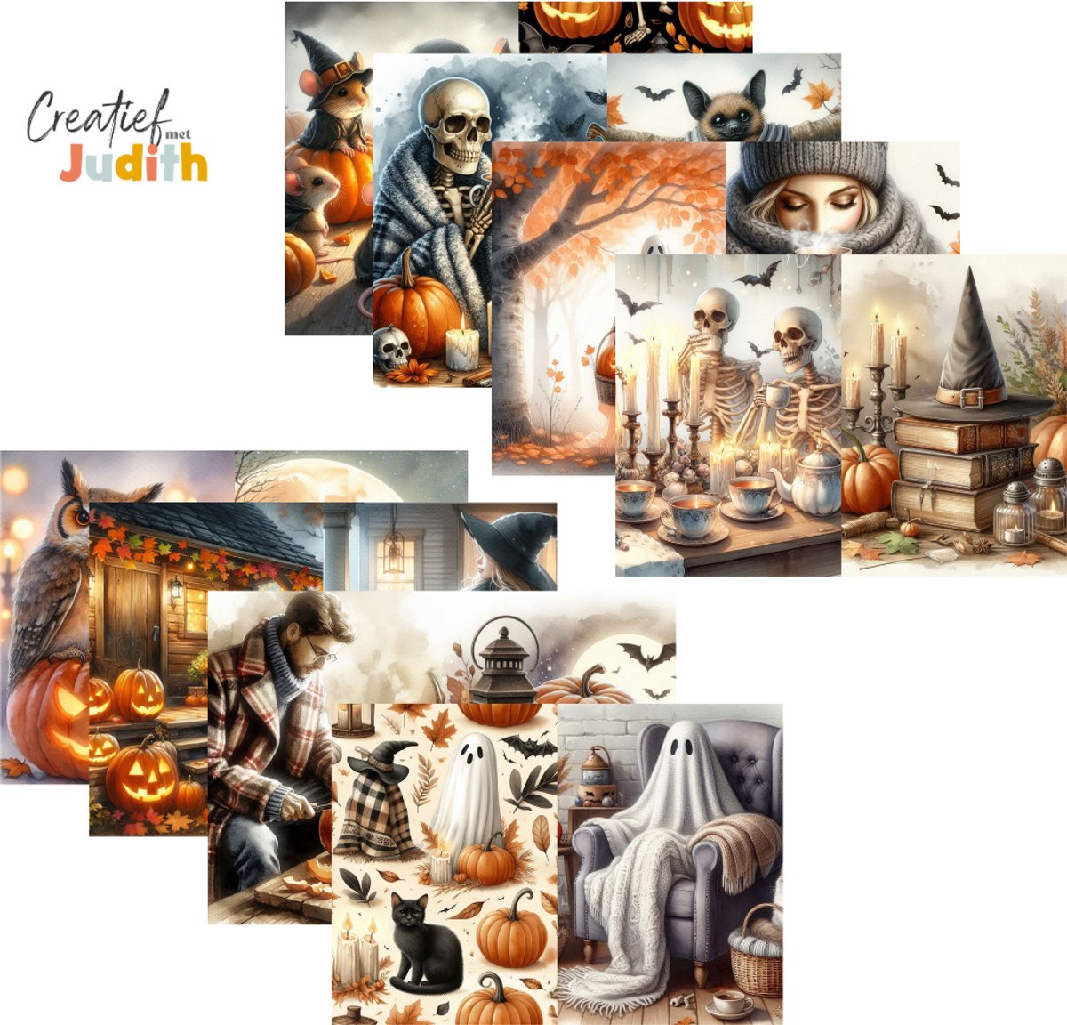 Bullet Journal papier A4 - 15 vellen - Cozy halloween - Planner Agenda - Scrapbook papier - Skelet - herfst - Scrapbook - Deco Papier - volwassenen en kinderen