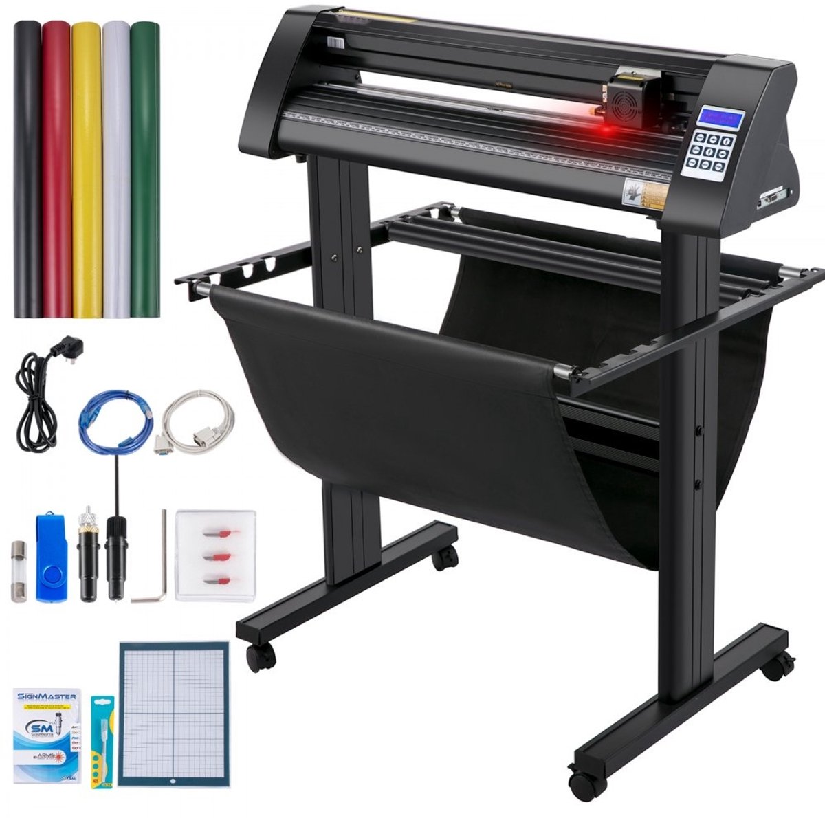 Vinyl snijplotter - 87 cm Snijplotter - LED-scherm - Ingebouwd optisch oog met lasergeleiding - Semi-automatisch - Inclusief standaard - Geschikt voor pc-software