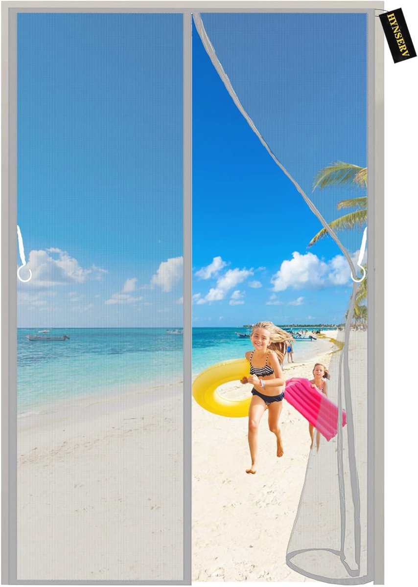 Horren voor deuren Grijs 110x265cm Magnetisch deurgordijn privacy deurramen wasbaar gaas voorBalkonKinderkamerIngang