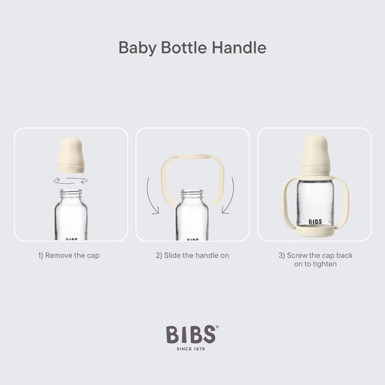 Bibs - Baby Bottle Handle - Simple and Comfortable Grip - Non-slip Surface - BPA Free - Dishwasher Safe - Bibs Baby Bottle Accessories - Age 6+ Months - Ivory van BIBS — afbeelding 3