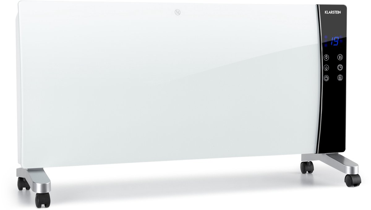 Klarstein Lindholm Convectorkachel Met Thermostaat - Elektrische Kachel - Verwarming Met 2 Standen - Voor 40 M² - 2000 W - Flexibel In Gebruik: Verplaatsbaar Of Wandmontage - Touch-Display - Afstandsbediening - Kinderbeveiliging - Elegant - Wit