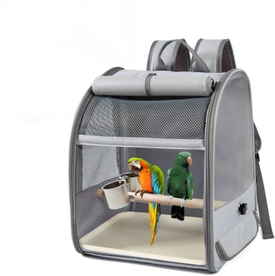 Conteneur de transport pour oiseaux - Sac à dos pour oiseaux avec bâton - Boîte de transport pour oiseaux - Sac de voyage portable pour oiseaux - 1 conteneur en plastique