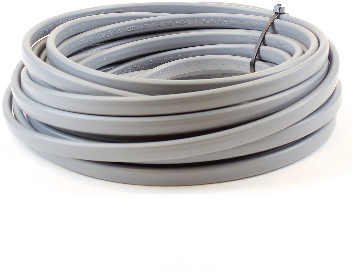 Platte grijze elektrische kabel 6242Y - Maatwerk lengtes beschikbaar