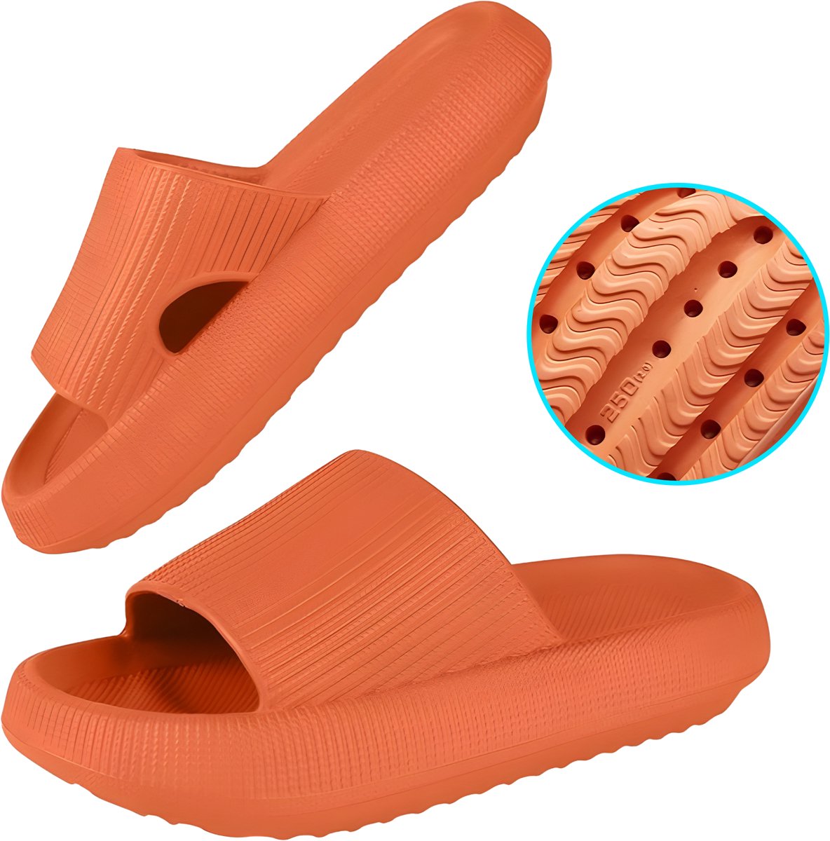 Somstyle Slippers Dames & Heren - Maat 36-37 - EVA - Badslippers met Verdikte Zool - Anti-slip - Oranje