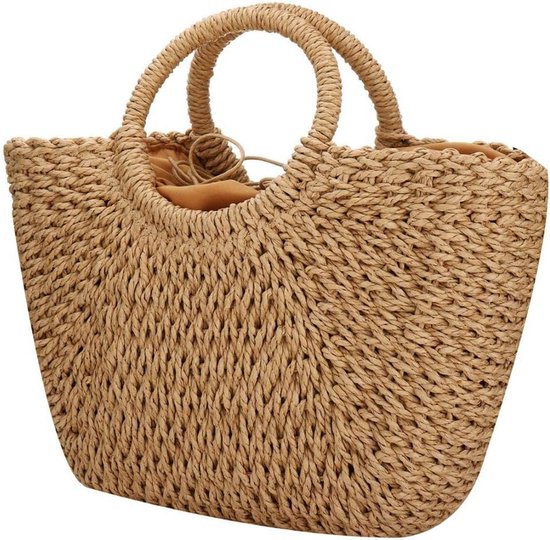 Augesak Gehaakte strandtas voor dames, gehaakte tas