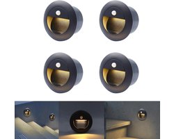 Merkloos Wandlantaarn met Bewegingsmelder 1.5W, IP65, Warm Wit Licht, Aluminium, 4 Stuks